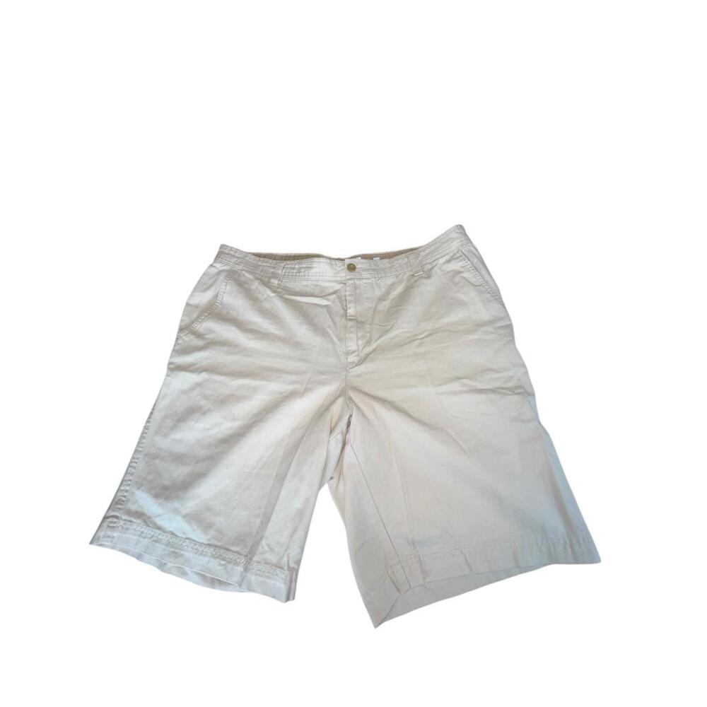 IZOD Saltwater Flat Front Beige Shorts Men’s 40W 10.5” Inseam 100% Cotton